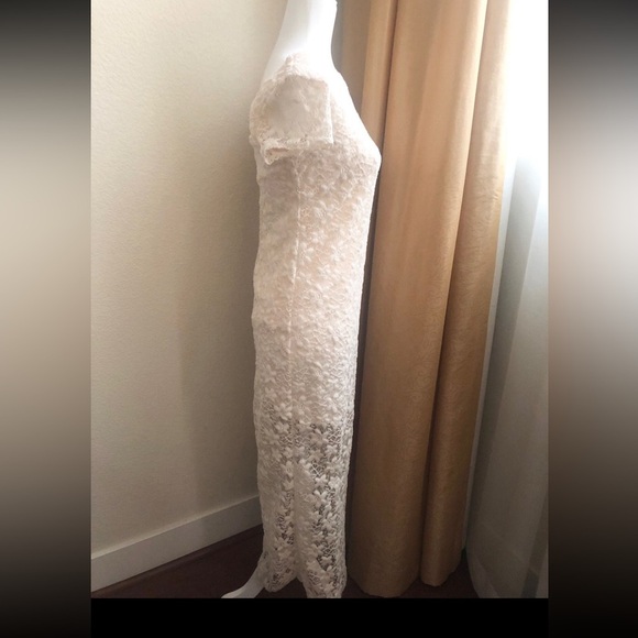 NWT Xhilaration Ivory lace crochet maxi dress Sz XS Partially Lined Short Sleeve - Picture 9 of 13